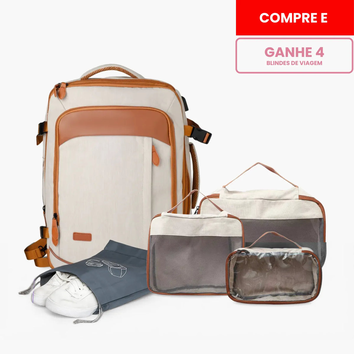 Mochila 40L 4 em 1 + 3 Necessaires GRÁTIS! NovaTech™