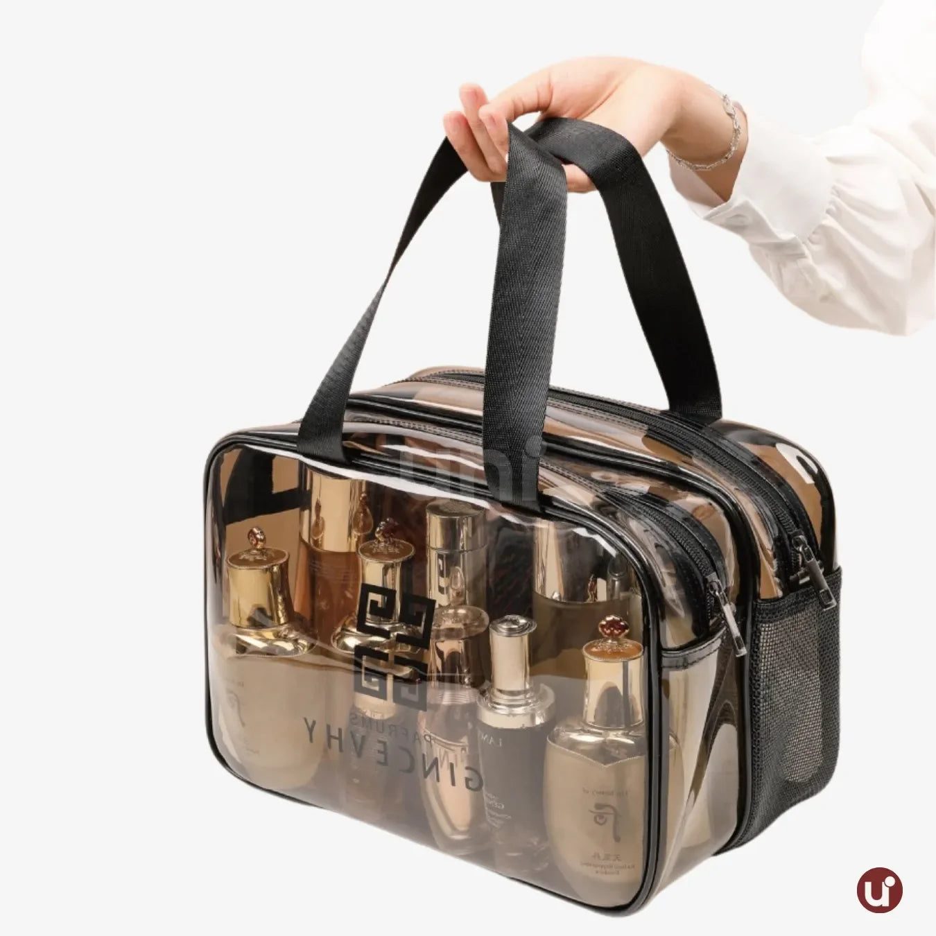 Bolsa de PVC Transparente Para Cosméticos Impermeável com Divisória Seca/Molhada - uniescolhas