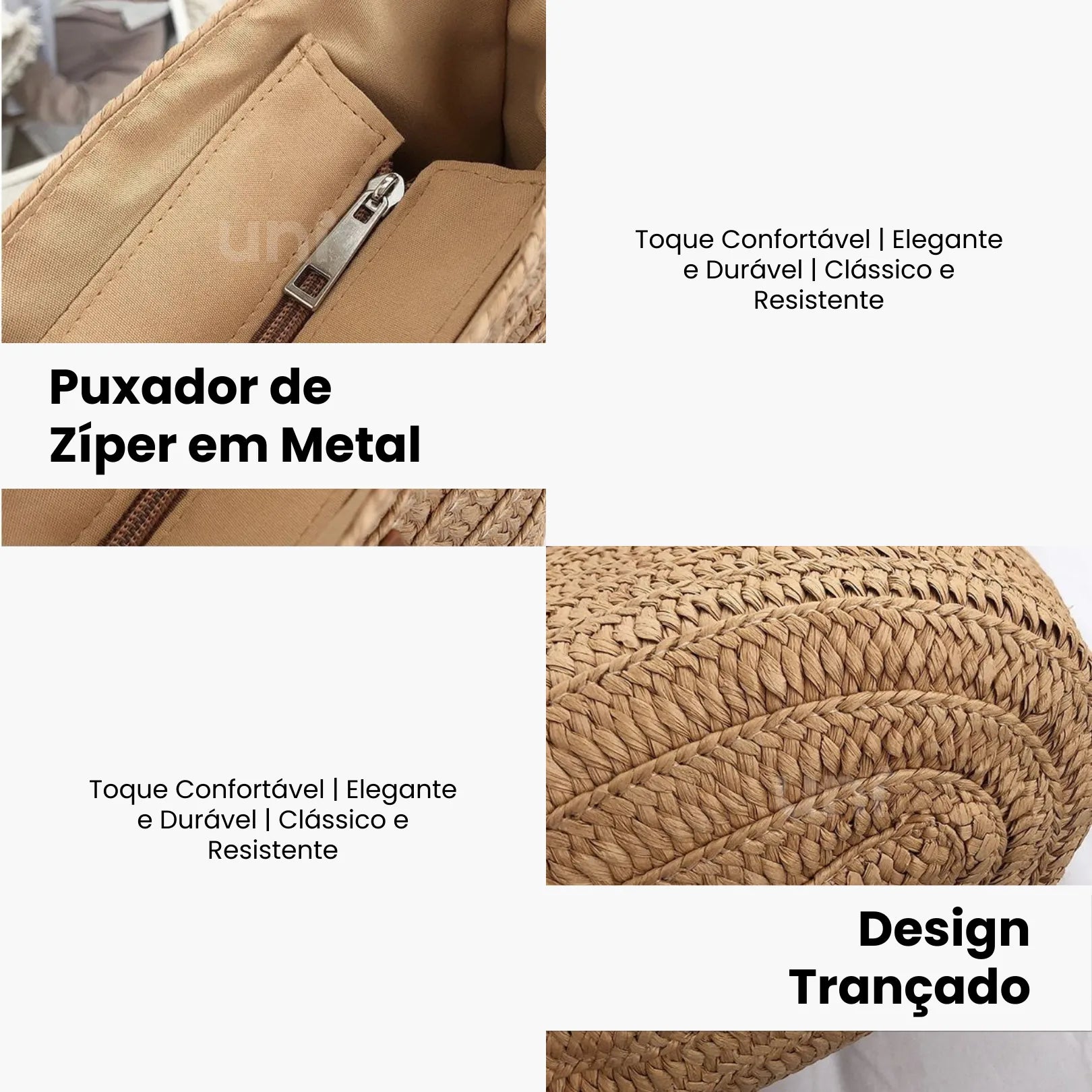 Bolsa de Praia com Zíper e Forro Interno – Espaçosa e Elegante