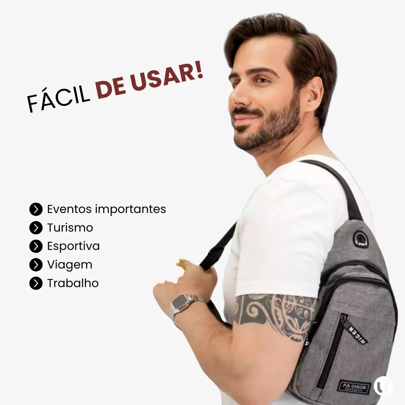 Mochila Transversal Multifuncional Resistente e Impermeável CrossMove™ - uniescolhas