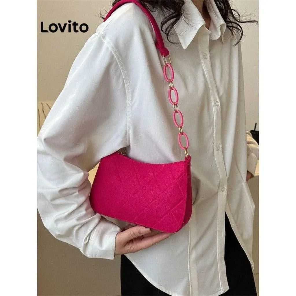 Bolsa de Ombro Hobo Estilo Minimalista com Alças de Cadeia Lovito™ - uniescolhas