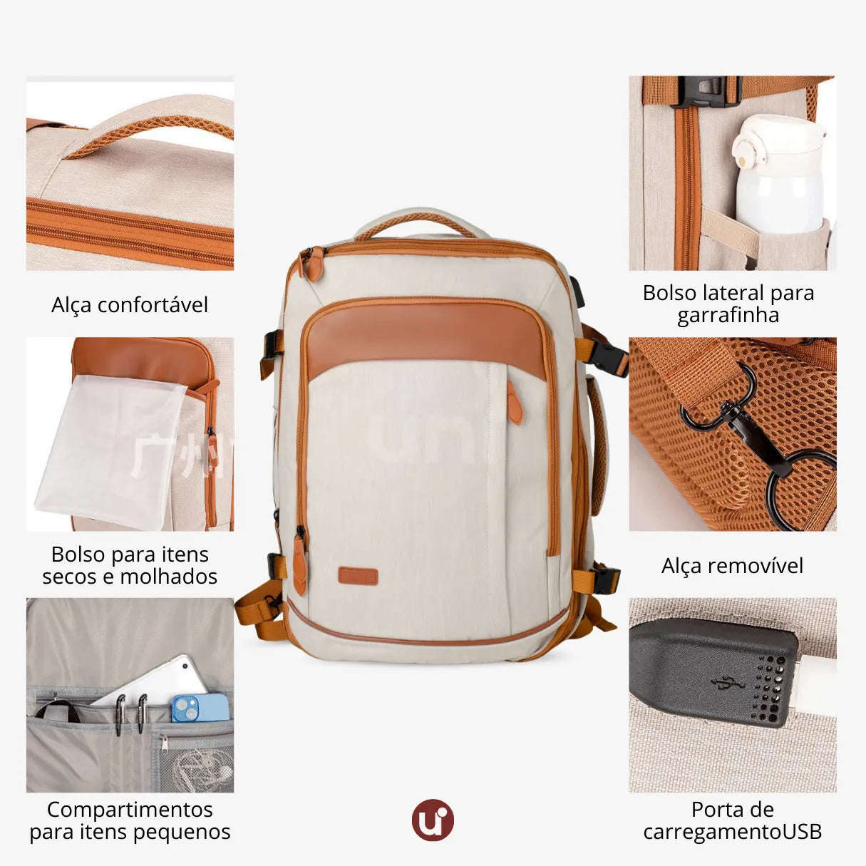 Mochila 40L 4 em 1 + 3 Necessaires GRÁTIS! NovaTech™