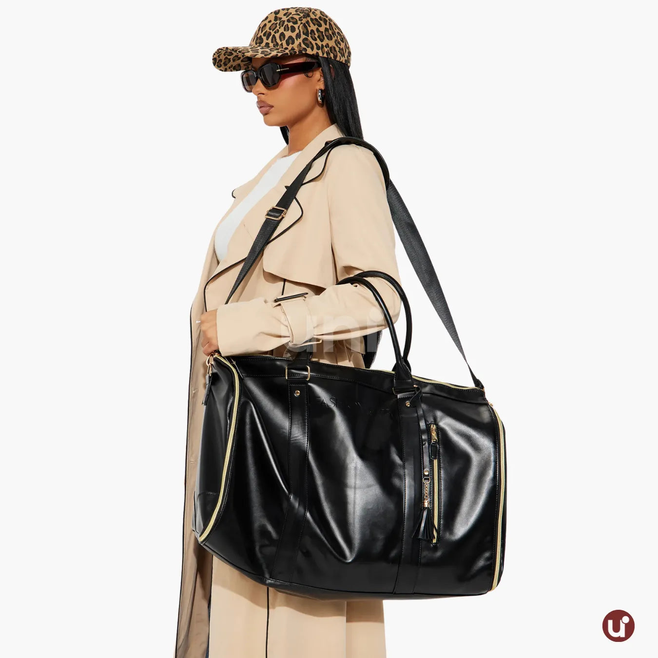 Mala de Mão Preta Espaçosa Dobrável 60L Roller JetSetFemme™