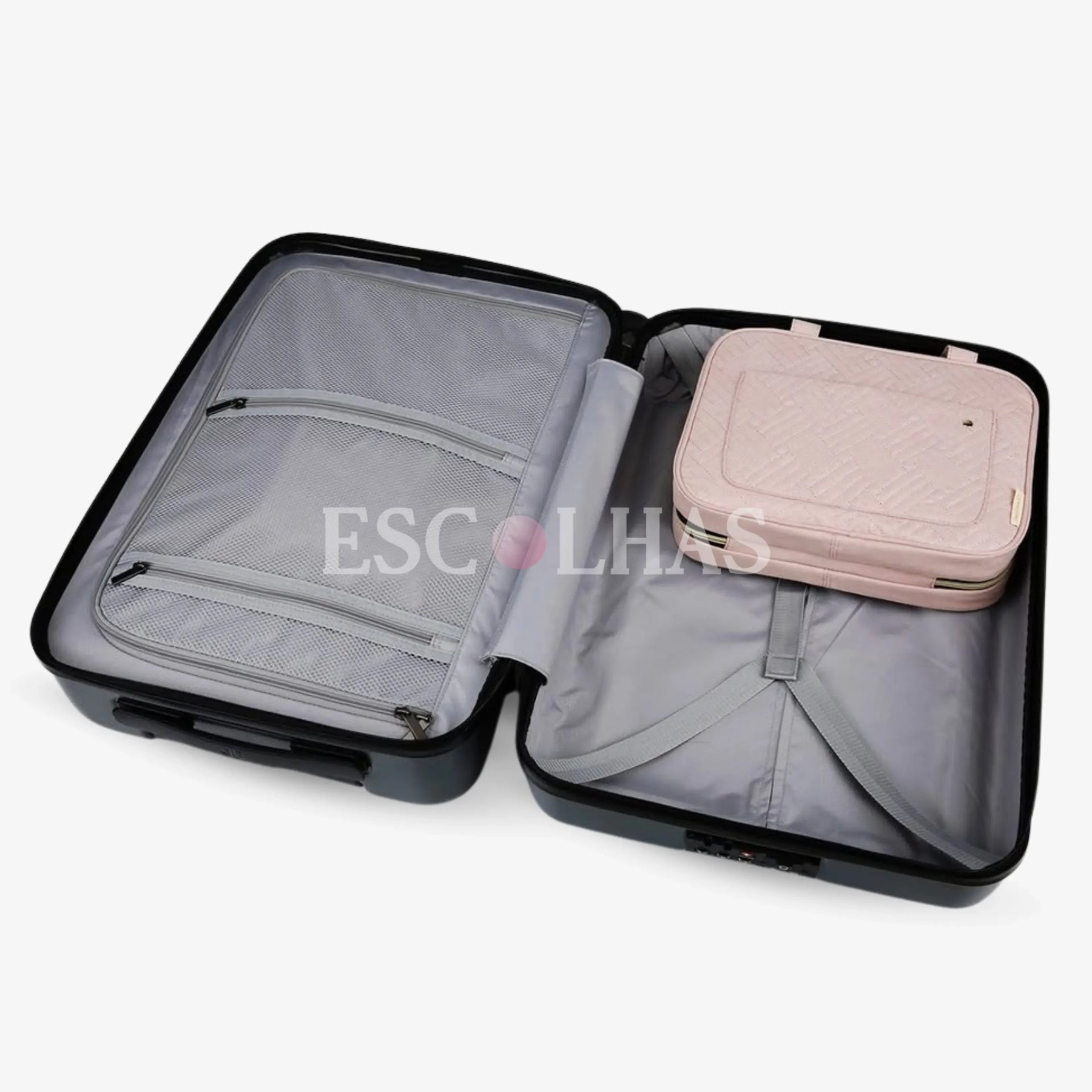 Necessaire Dobrável Compacta com Gancho Metálico BeautyVoyage™ Modelo LITE - uniescolhas