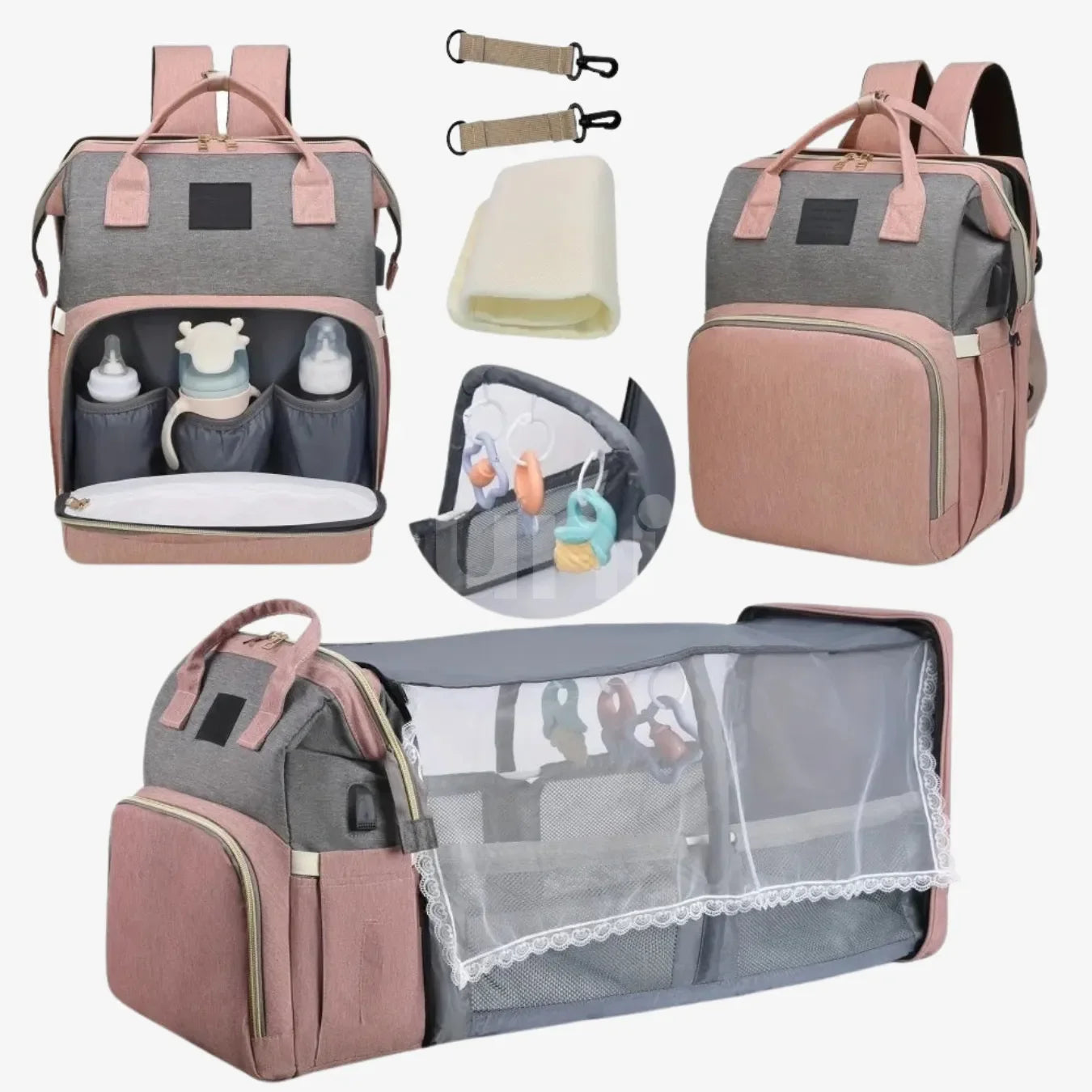Bolsa/Mochila Maternidade de Fraldas USB BabyBoo™ - uniescolhas