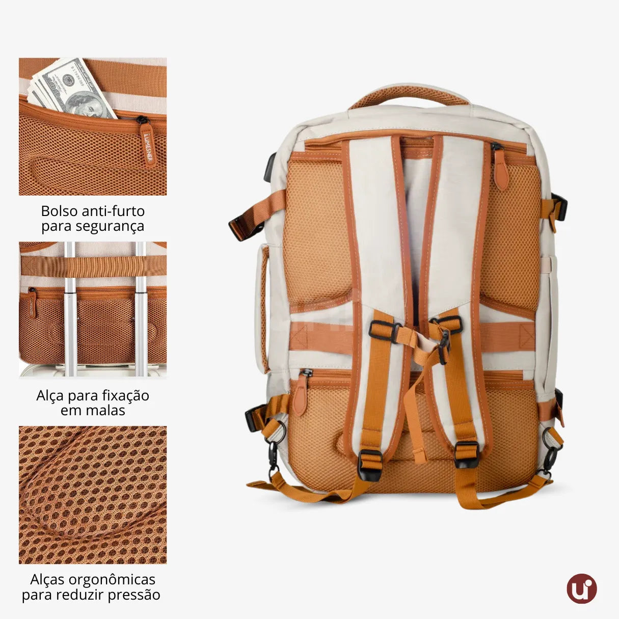 Mochila 40L 4 em 1 + 3 Necessaires GRÁTIS! NovaTech™
