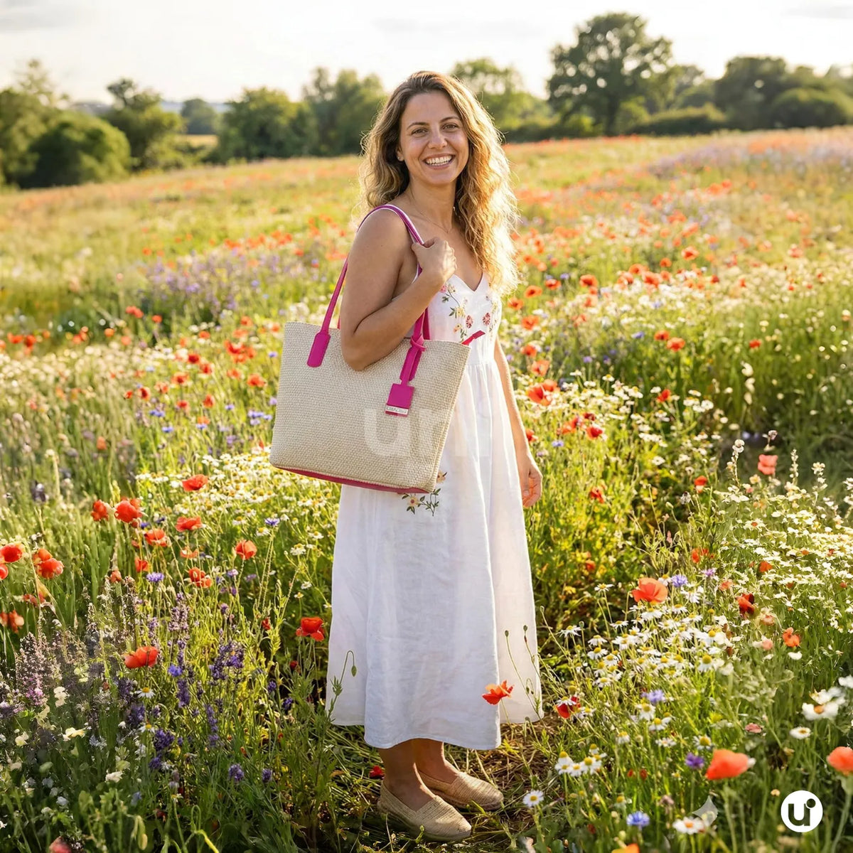 Bolsa Feminina Grande California Palha Sintética c/ Zíper - Praia e Viagem