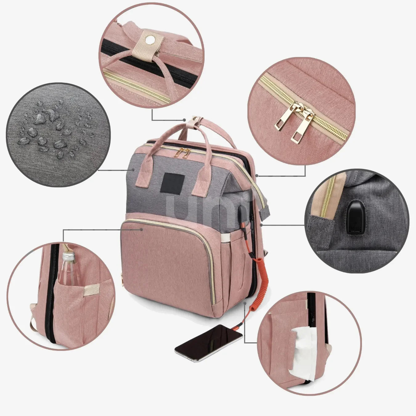 Bolsa/Mochila Maternidade de Fraldas USB BabyBoo™ - uniescolhas