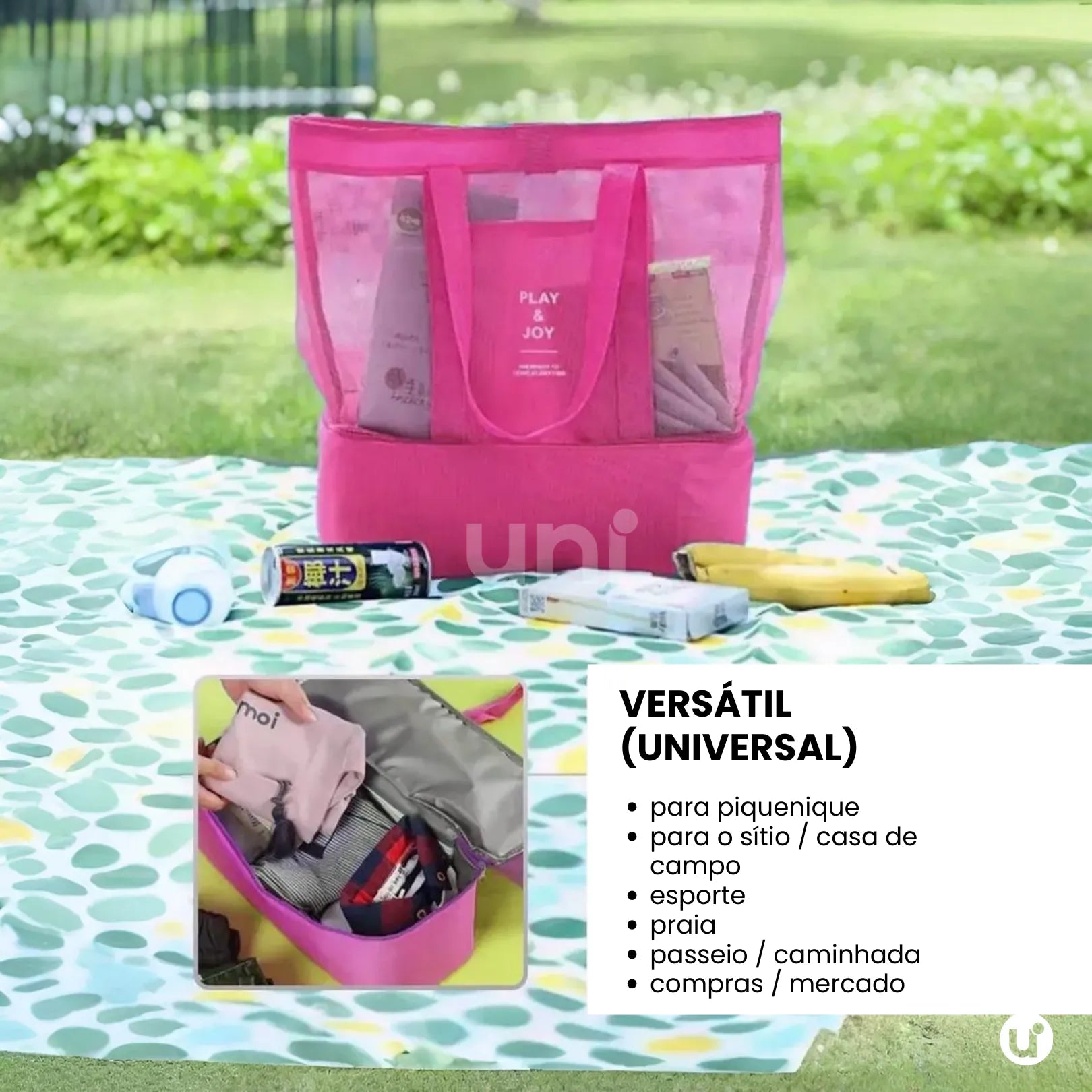 Bolsa de Praia Térmica 2 em 1 com Cooler Integrado - Uni Summer