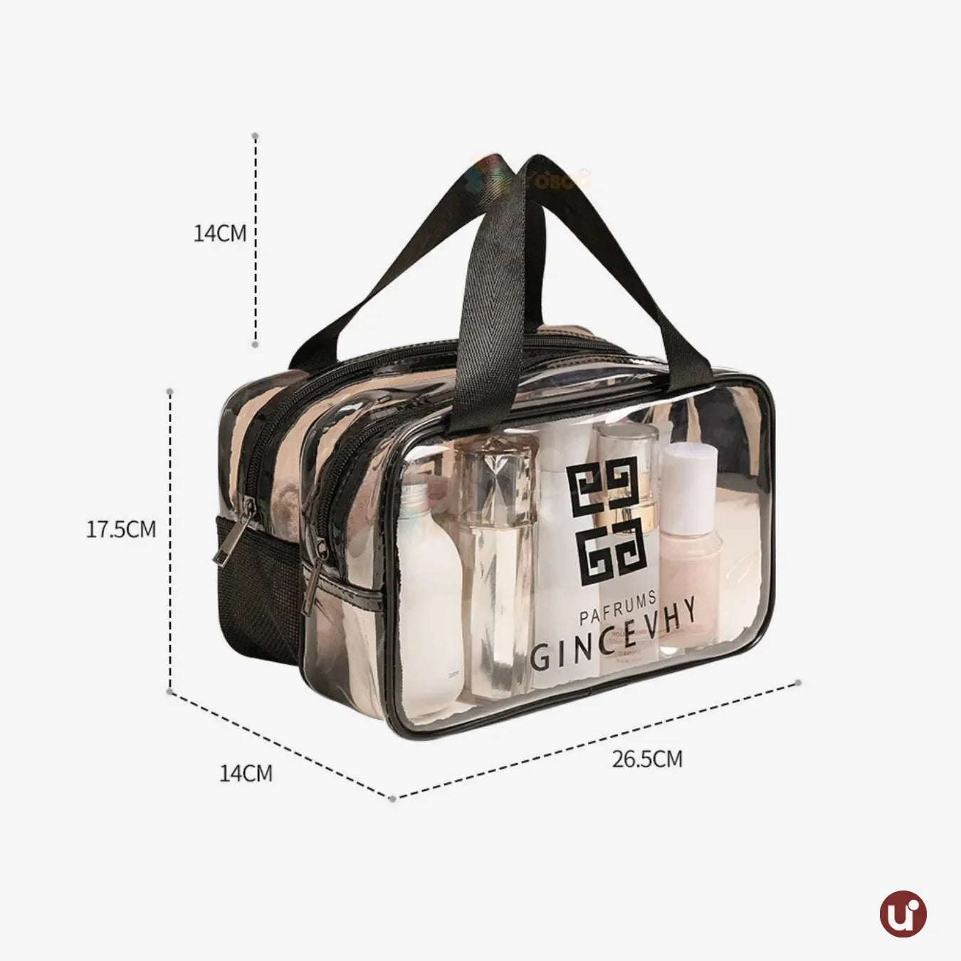 Bolsa de PVC Transparente Para Cosméticos Impermeável com Divisória Seca/Molhada - uniescolhas
