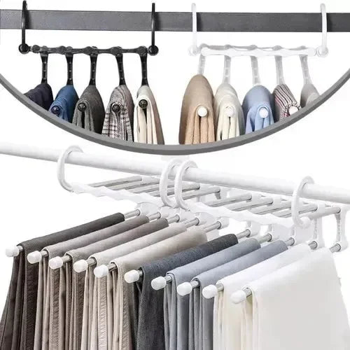Cabide Dobrável 5 em 1 Aço Inoxidável Roupas Lisas e Desamassadas SpaceMagic™ - uniescolhas