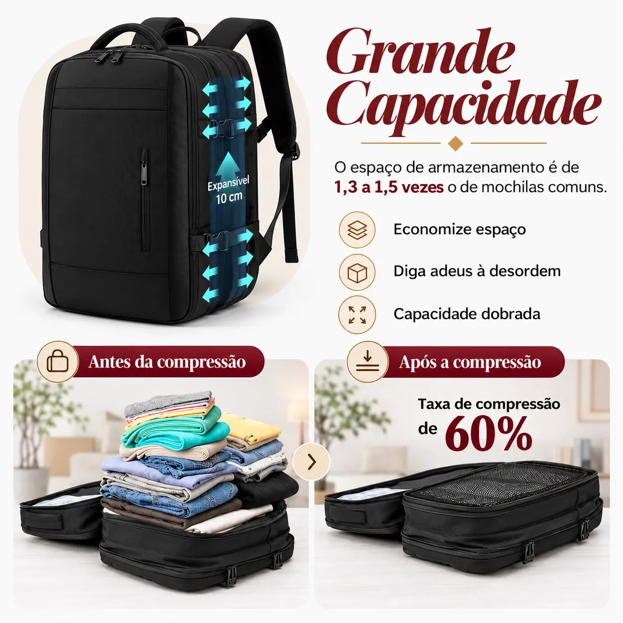 Kit RICCA — Combo Bordo Completo: Mala + Mochila e 10 Extras