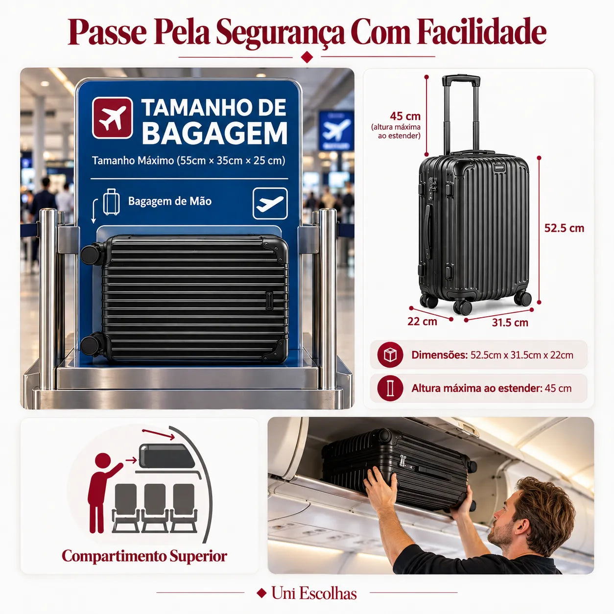 Kit RICCA — Combo Bordo Completo: Mala + Mochila e 10 Extras