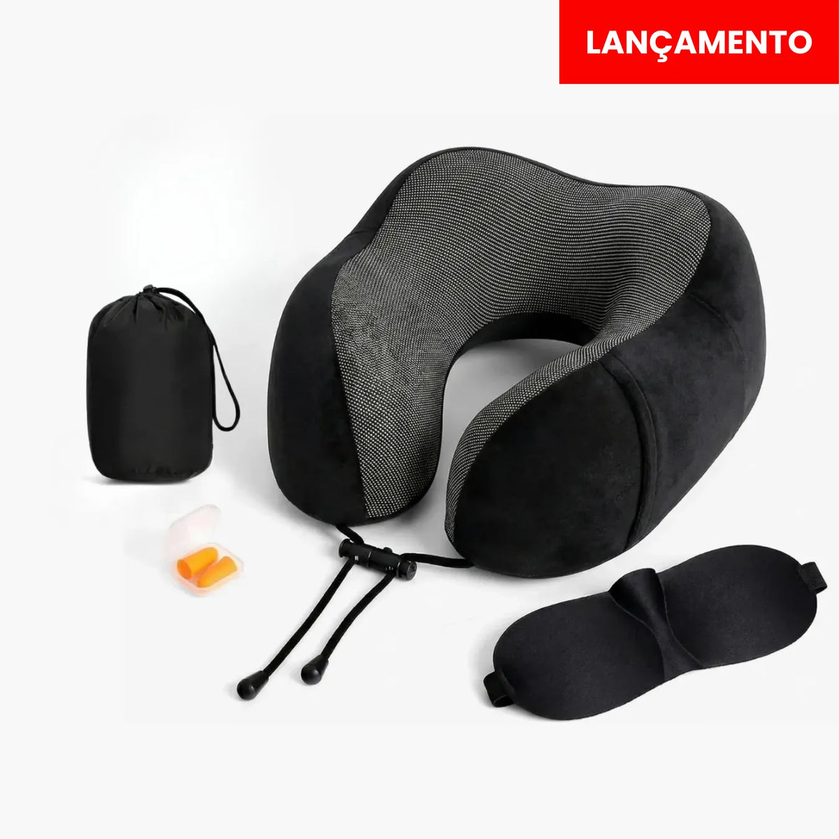 Kit Viagem Almofada Memory Foam + Máscara 3D + Protetor Auricular