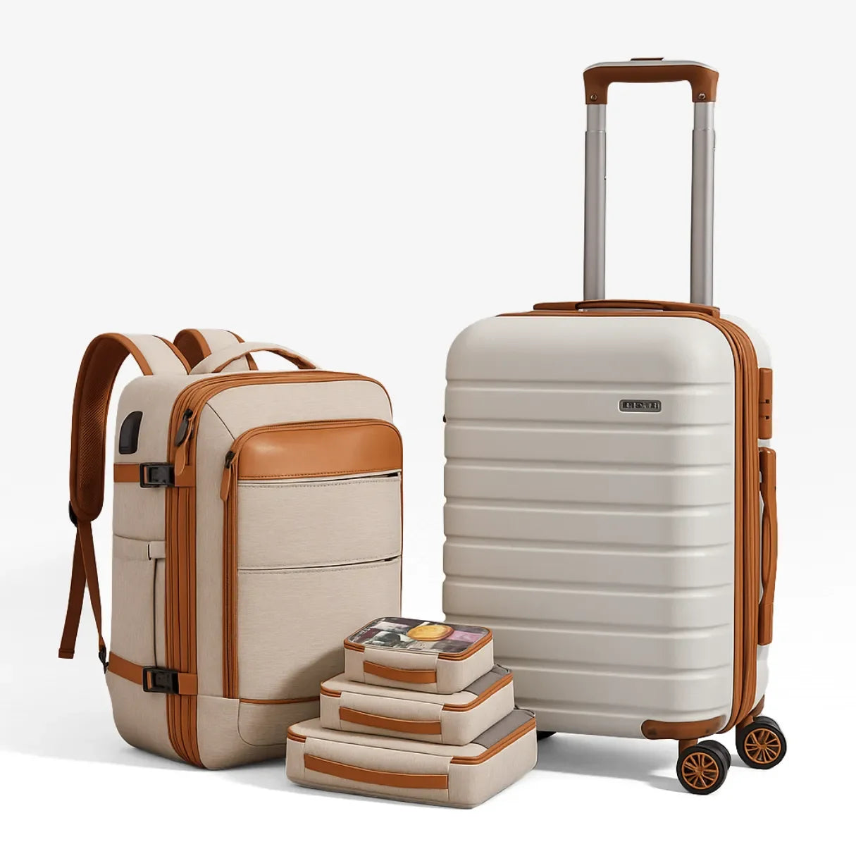 Kit Viagem Completa — Mochila NovaTech™+ Mala de Bordo 10kg + 4 Necessaires GRÁTIS