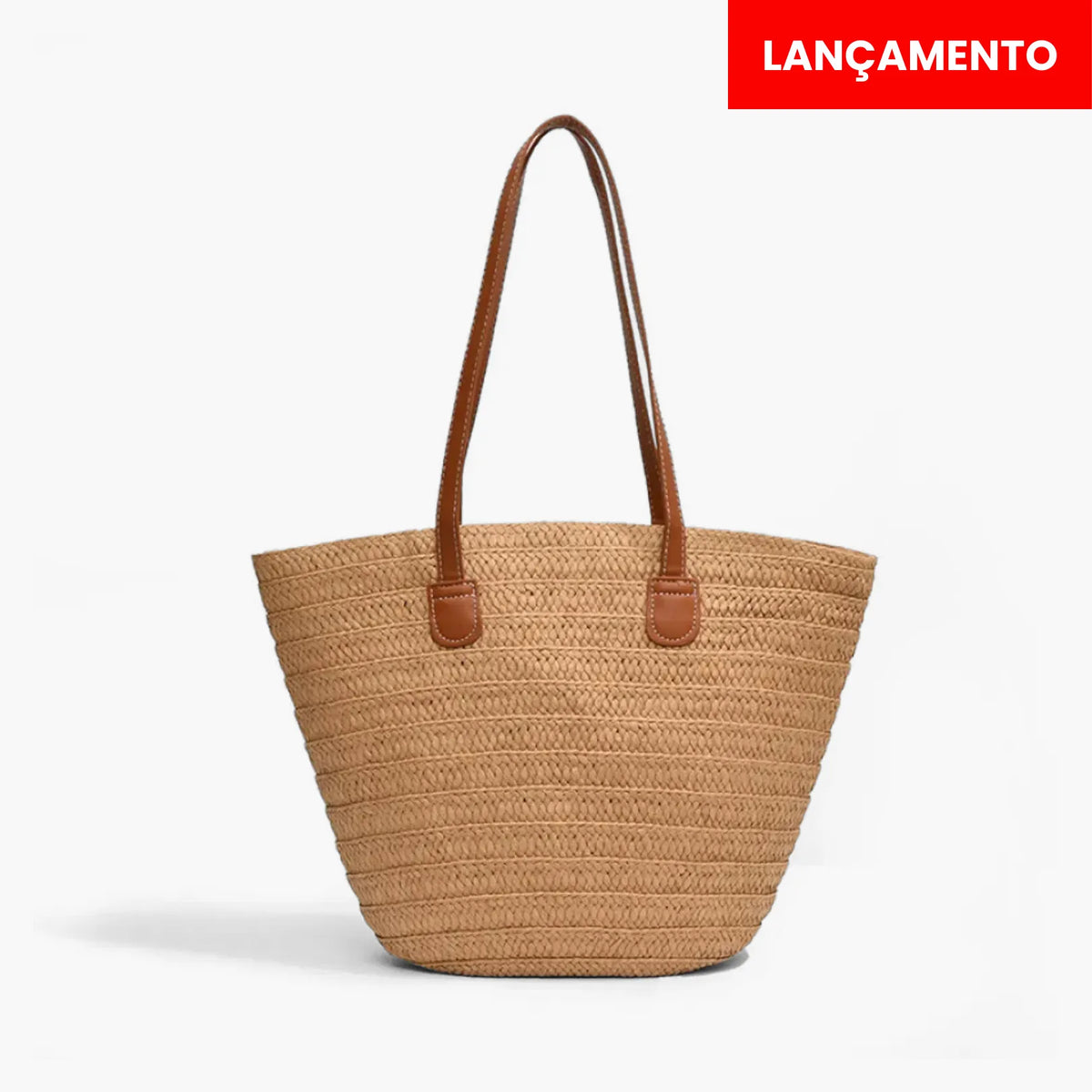 Bolsa de Praia Estilo Palha com Zíper e Forro – Espaçosa e Segura