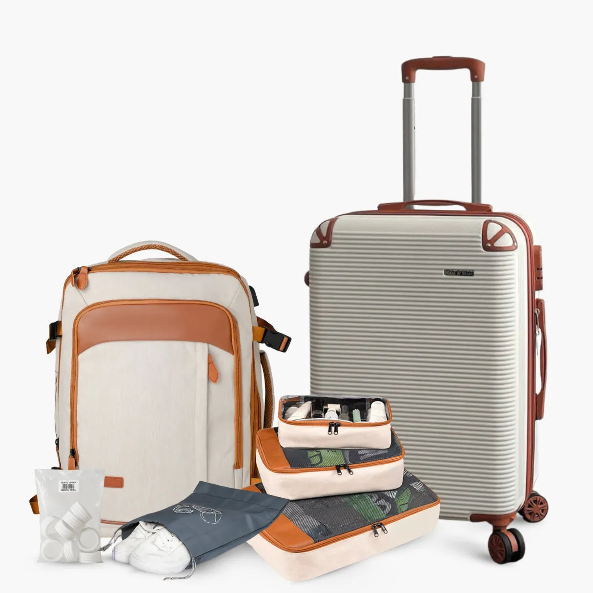 Kit Viagem Completa NovaTech™ (Mala 8 a 15 kg + Mochila + 4 Organizadores + Protetores)