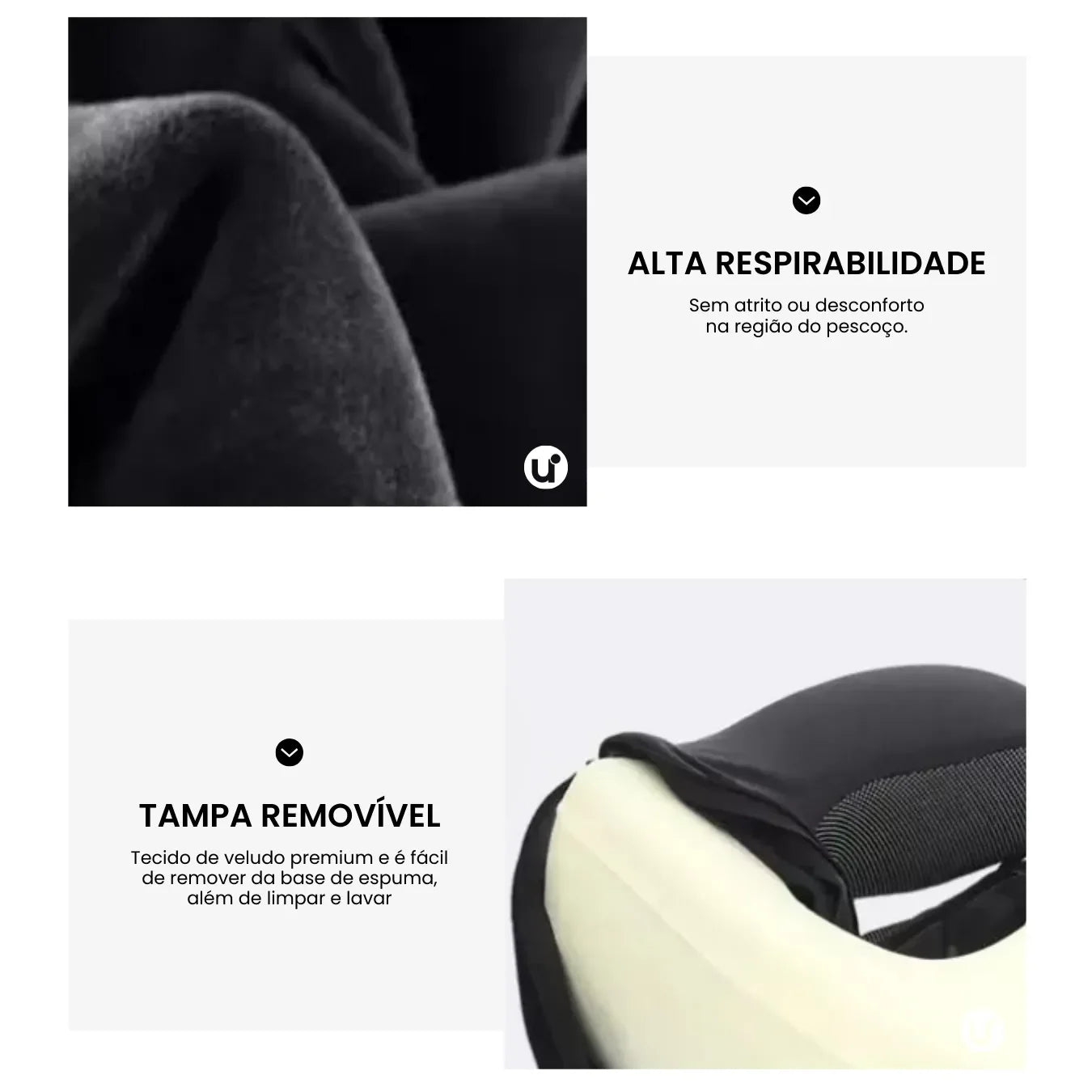 Almofada de Viagem – Travesseiro de Pescoço Ergonômico com Espuma de Memória - uniescolhas