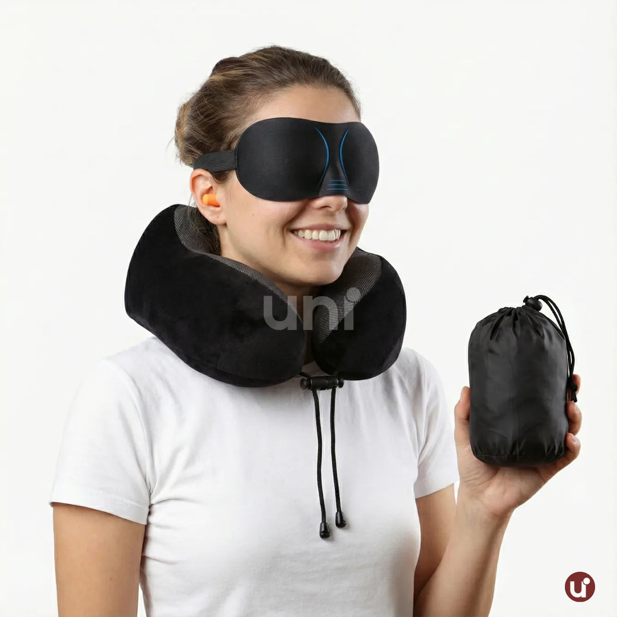 Kit Viagem Almofada Memory Foam + Máscara 3D + Protetor Auricular