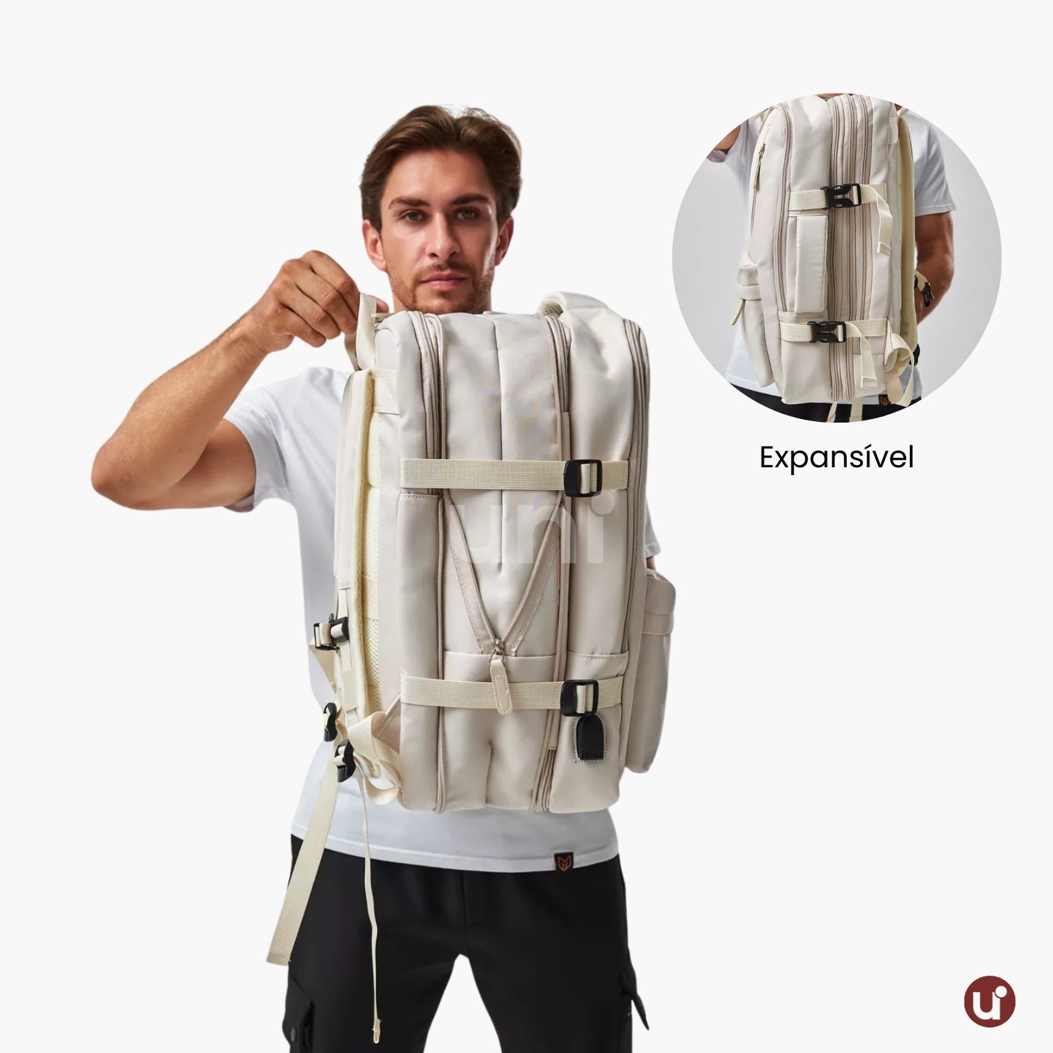 Kit Mala de Bordo 10kg + Mochila Expansível + 8 Organizadores (Padrão ANAC)