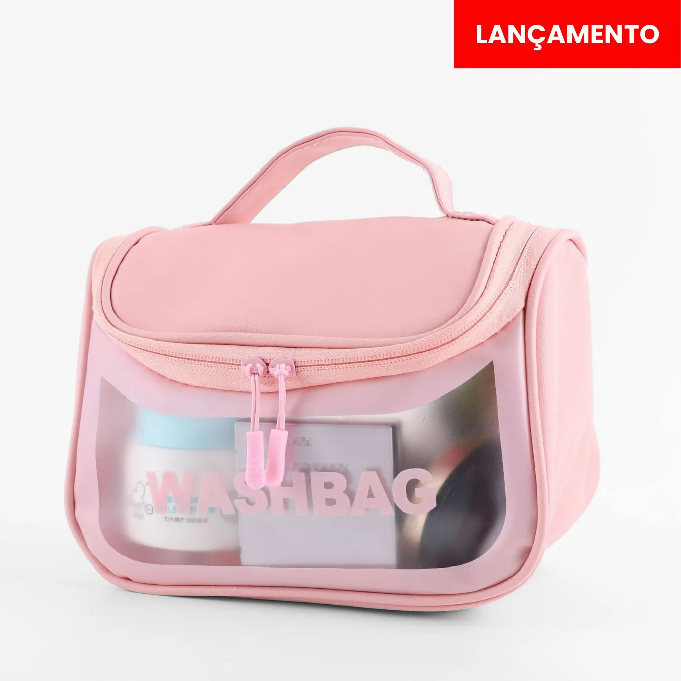 Necessaire de Viagem com Gancho Transparente WashBag Premium