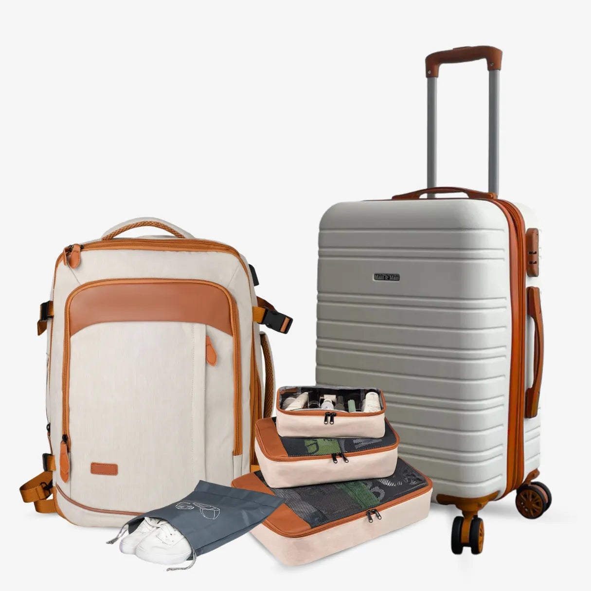 Kit Mala de Viagem — Mochila NovaTech™ + Mala de Bordo 10kg + 4 Necessaires GRÁTIS