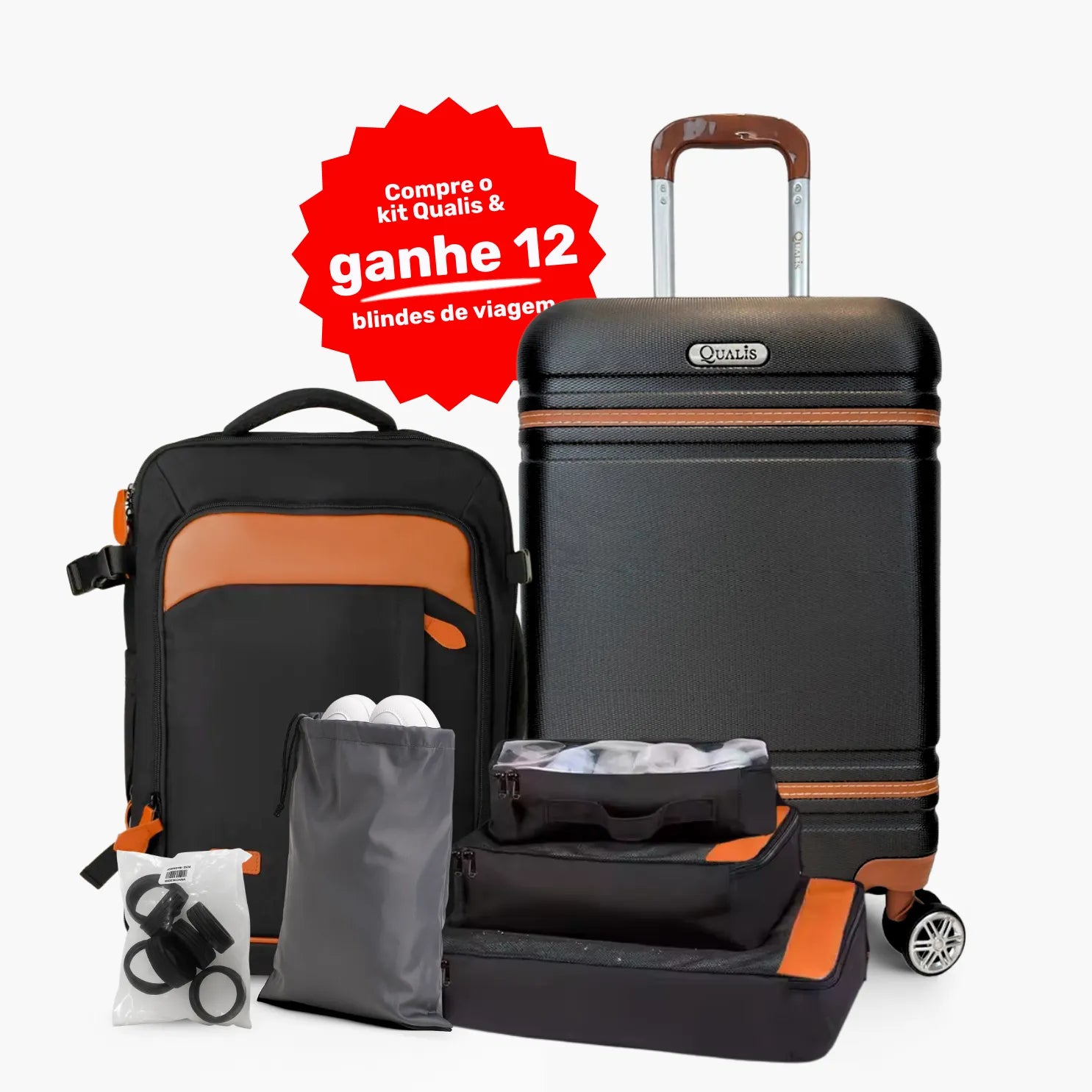 Kit Viagem Premium NovaTech™ + Qualis™ – Mochila 32-40 L + Mala 55x35x25 cm