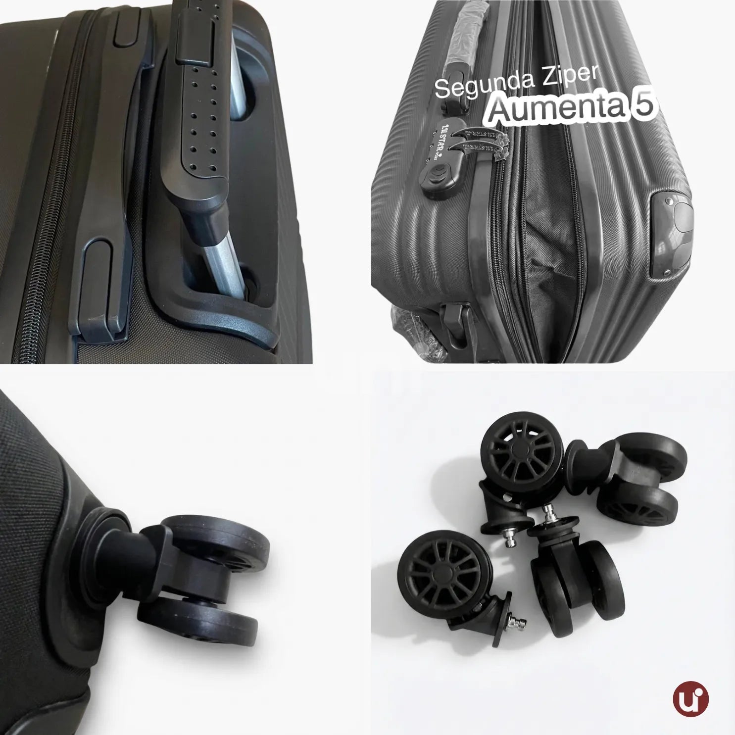 Mala Bordo 10kg 360° + Bolsa Dobrável 2em1 + Kit Organizador (Brinde)