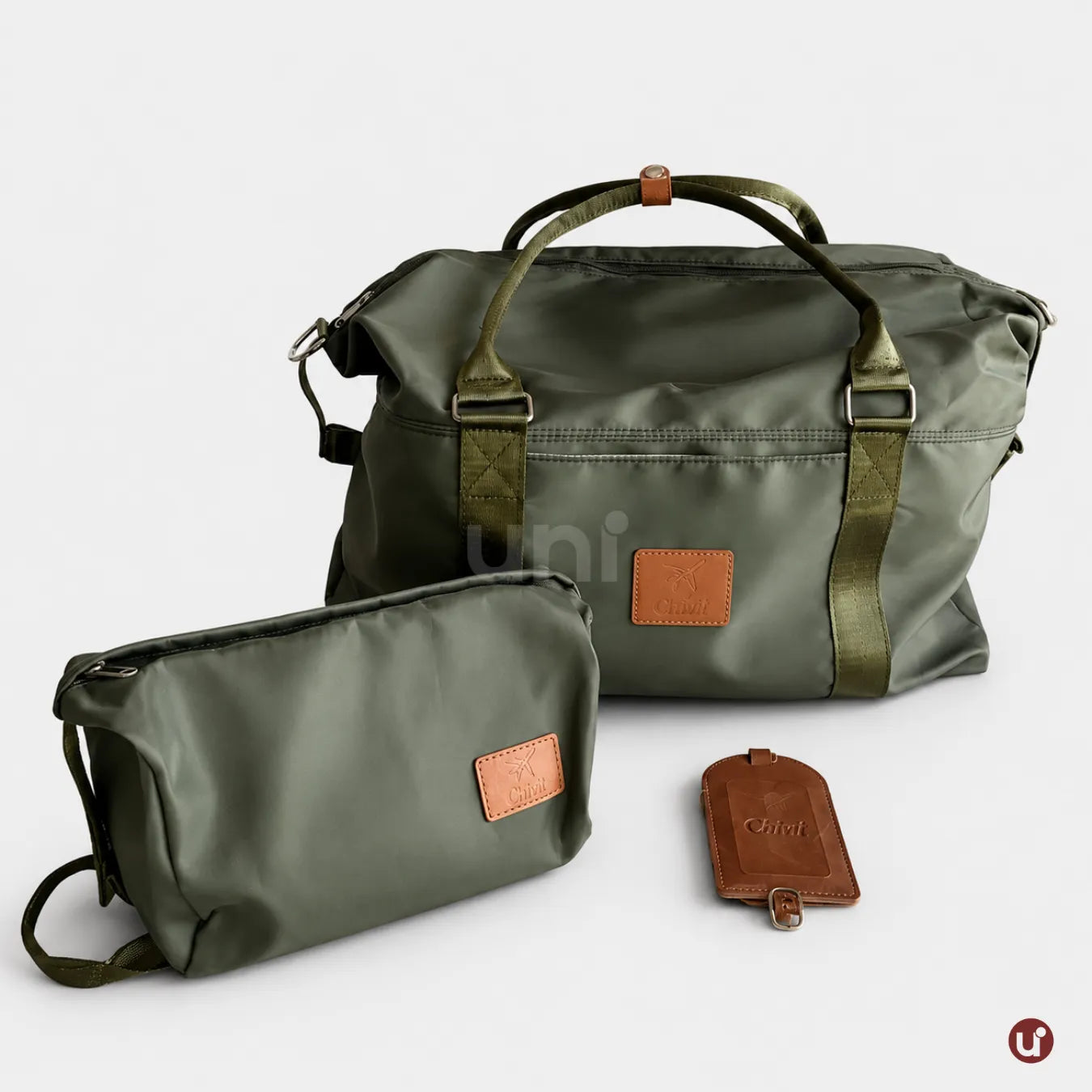 Kit Mala de Viagem Verde Oliva 20"/24" + Bolsa e Necessaire