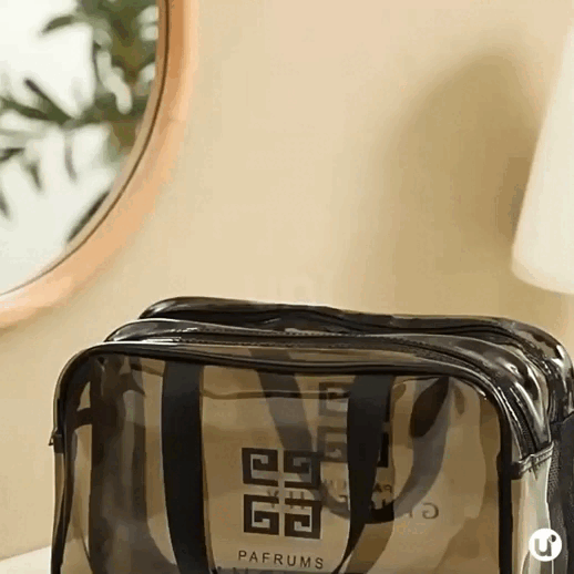 Bolsa de PVC Transparente Para Cosméticos Impermeável com Divisória Seca/Molhada