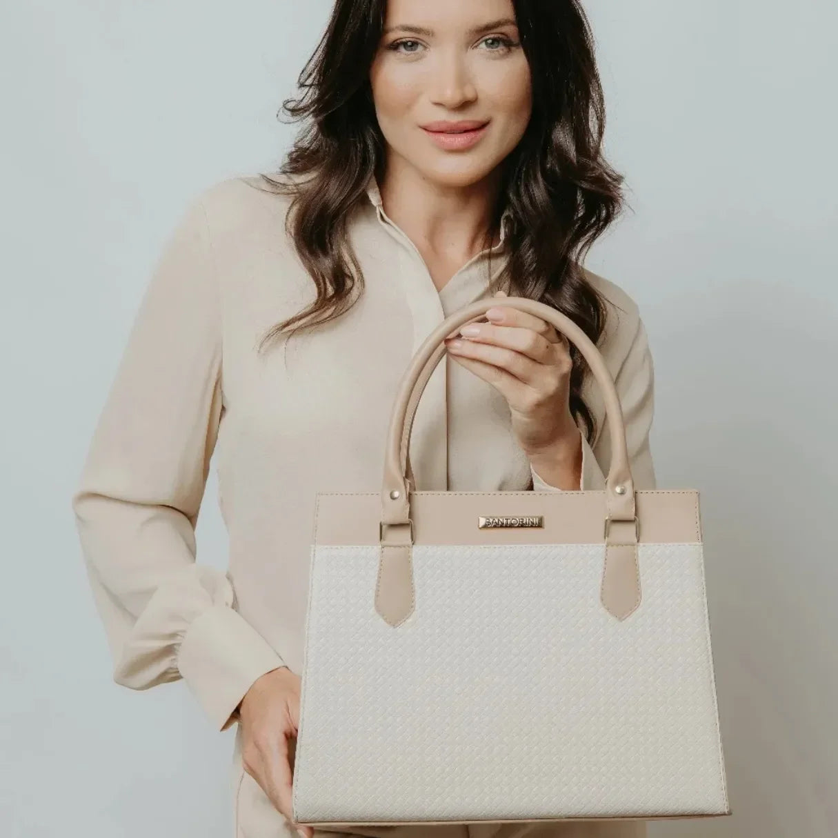 Bolsa Feminina Santorini Handbag Grande com Alça transversal Removível para Ombro. - uniescolhas