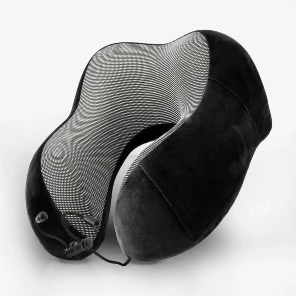 Almofada de viagem ergonômica para pescoço em formato de U, com capa aveludada premium, ideal para dormir com conforto em voos longos ou ônibus.