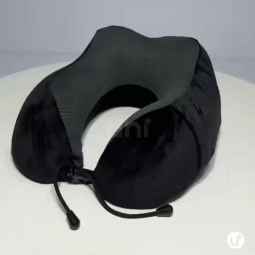 Almofada de viagem ergonômica para pescoço em formato de U, com capa aveludada premium, ideal para dormir com conforto em voos longos ou ônibus.