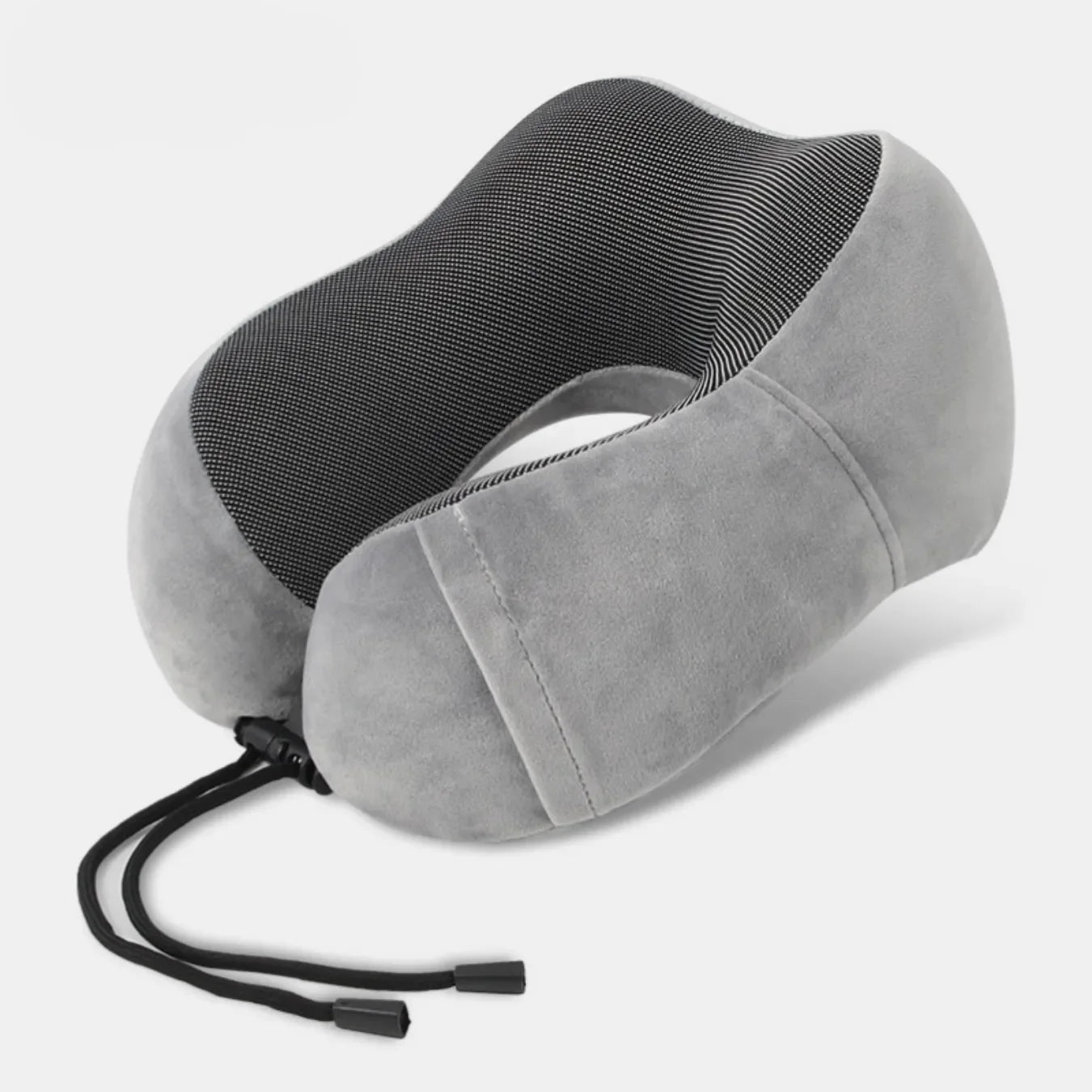 Almofada de viagem ergonômica para pescoço em formato de U, com capa aveludada premium, ideal para dormir com conforto em voos longos ou ônibus.