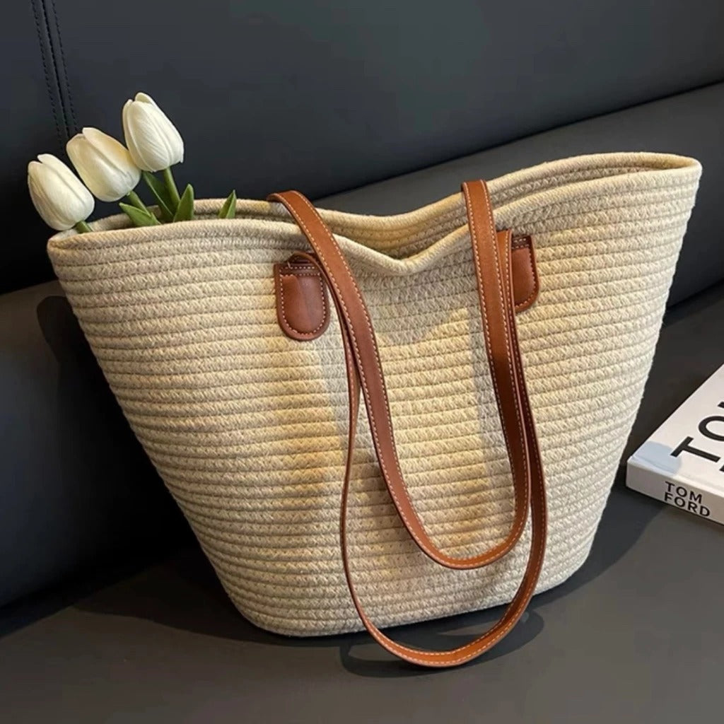 Bolsa de Praia com Zíper e Forro Interno – Espaçosa e Elegante