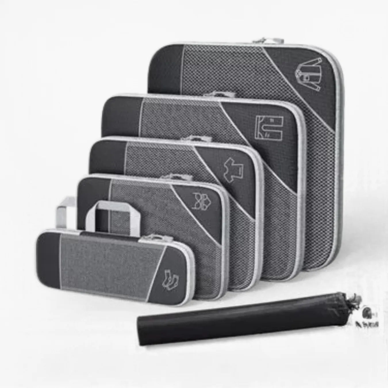 Kit organizador de mala de viagem UniEscolhas com 6 peças em nylon premium, ideal para manter a bagagem feminina perfeitamente arrumada e compacta.