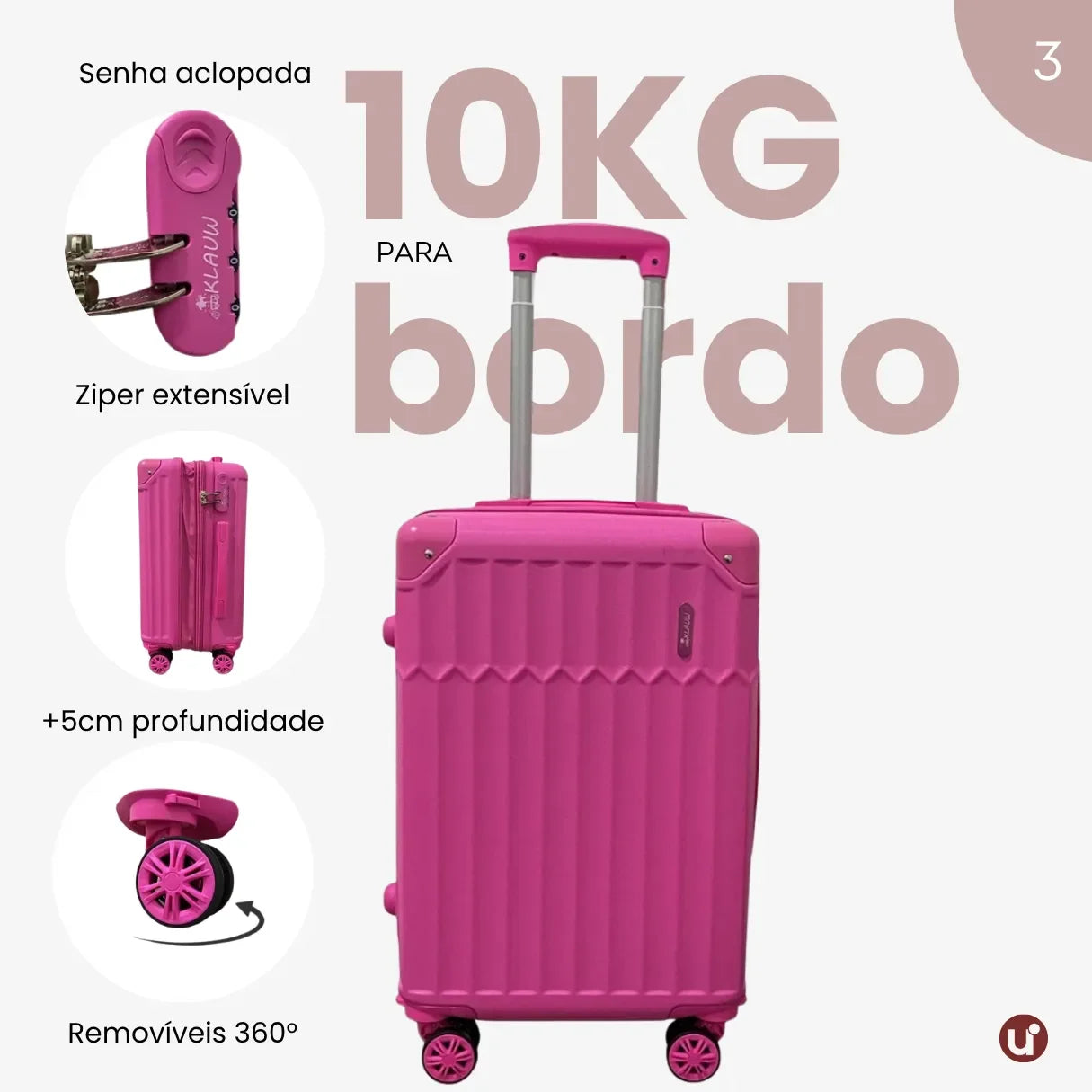 Mala de bordo rígida em ABS premium para viagem, com design elegante, ideal para levar na cabine e aprovada no padrão ANAC.
