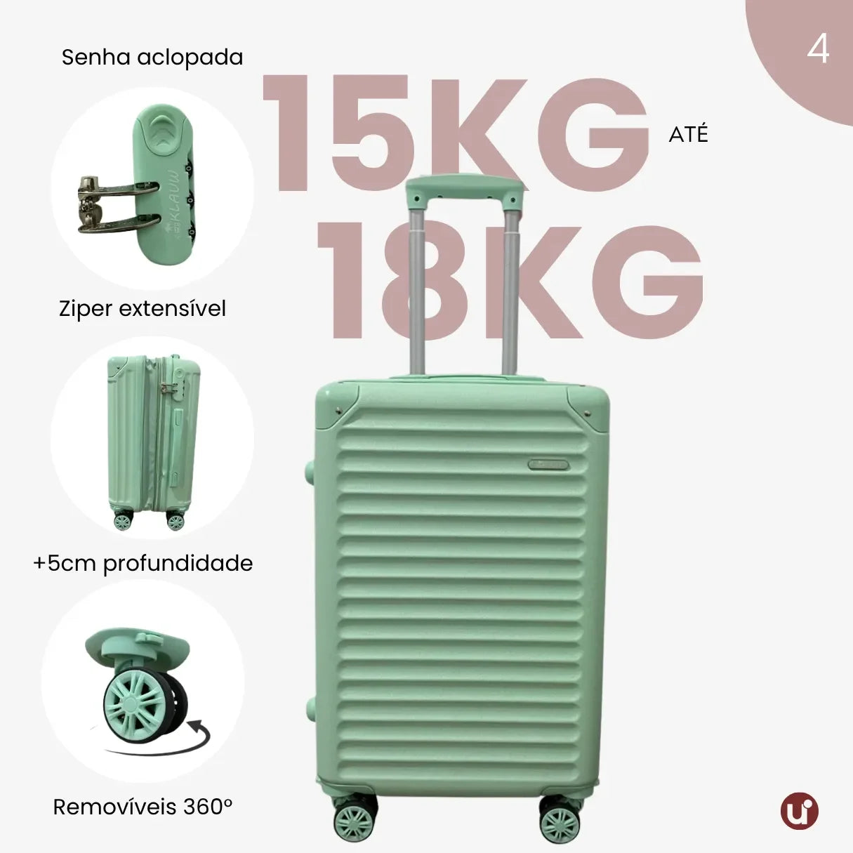 Mala de bordo rígida em ABS premium para viagem, com design elegante, ideal para levar na cabine e aprovada no padrão ANAC.