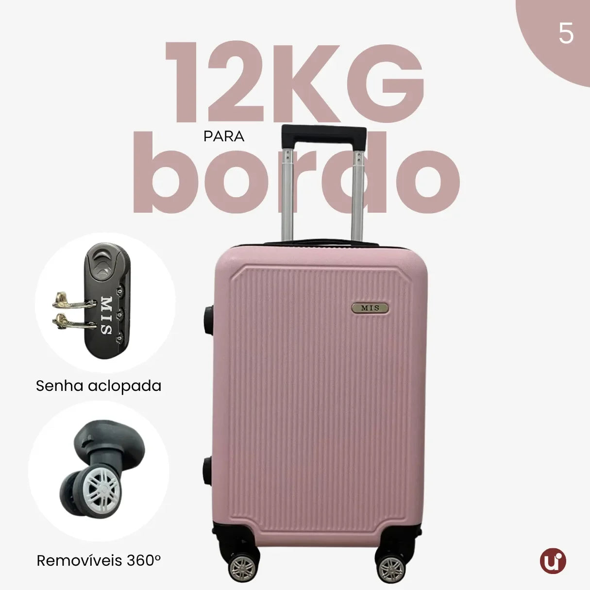 Mala de bordo rígida em ABS premium para viagem, com design elegante, ideal para levar na cabine e aprovada no padrão ANAC.