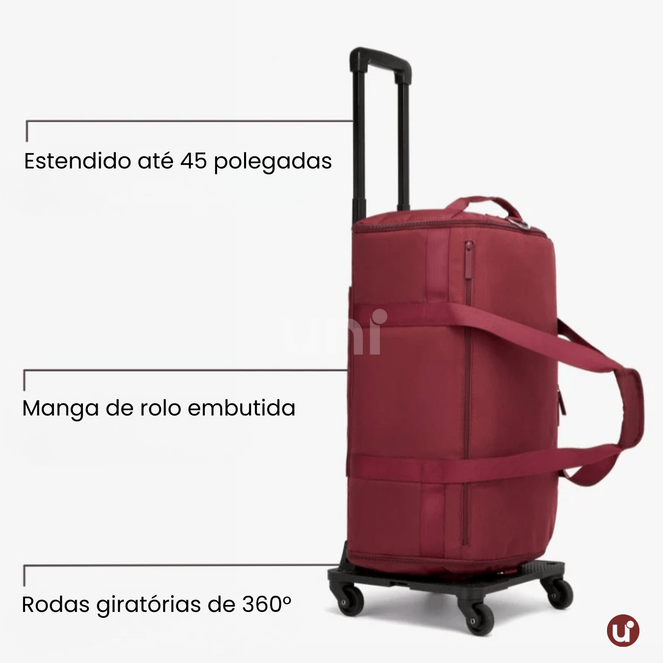 Mala dobrável de bordo MegaBag 2.0 em tecido Oxford impermeável, com rodinhas 360 graus e alça telescópica, ideal para não despachar bagagem.