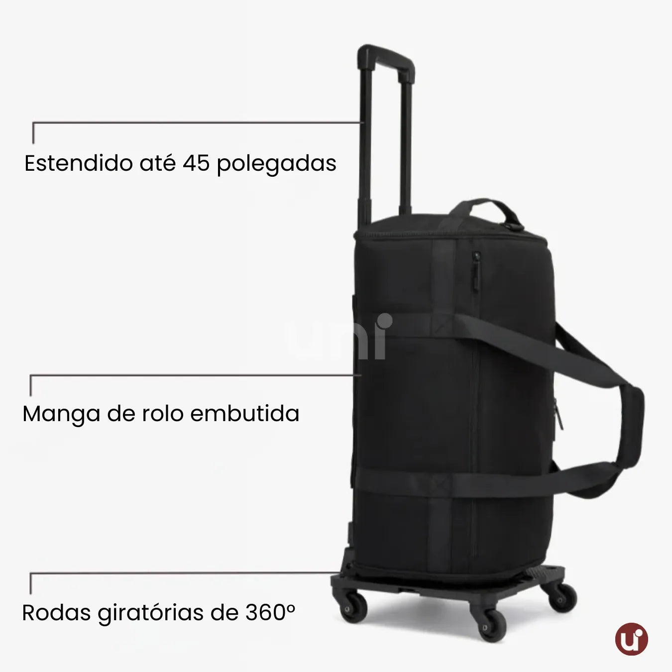 Mala dobrável de bordo MegaBag 2.0 em tecido Oxford impermeável, com rodinhas 360 graus e alça telescópica, ideal para não despachar bagagem.