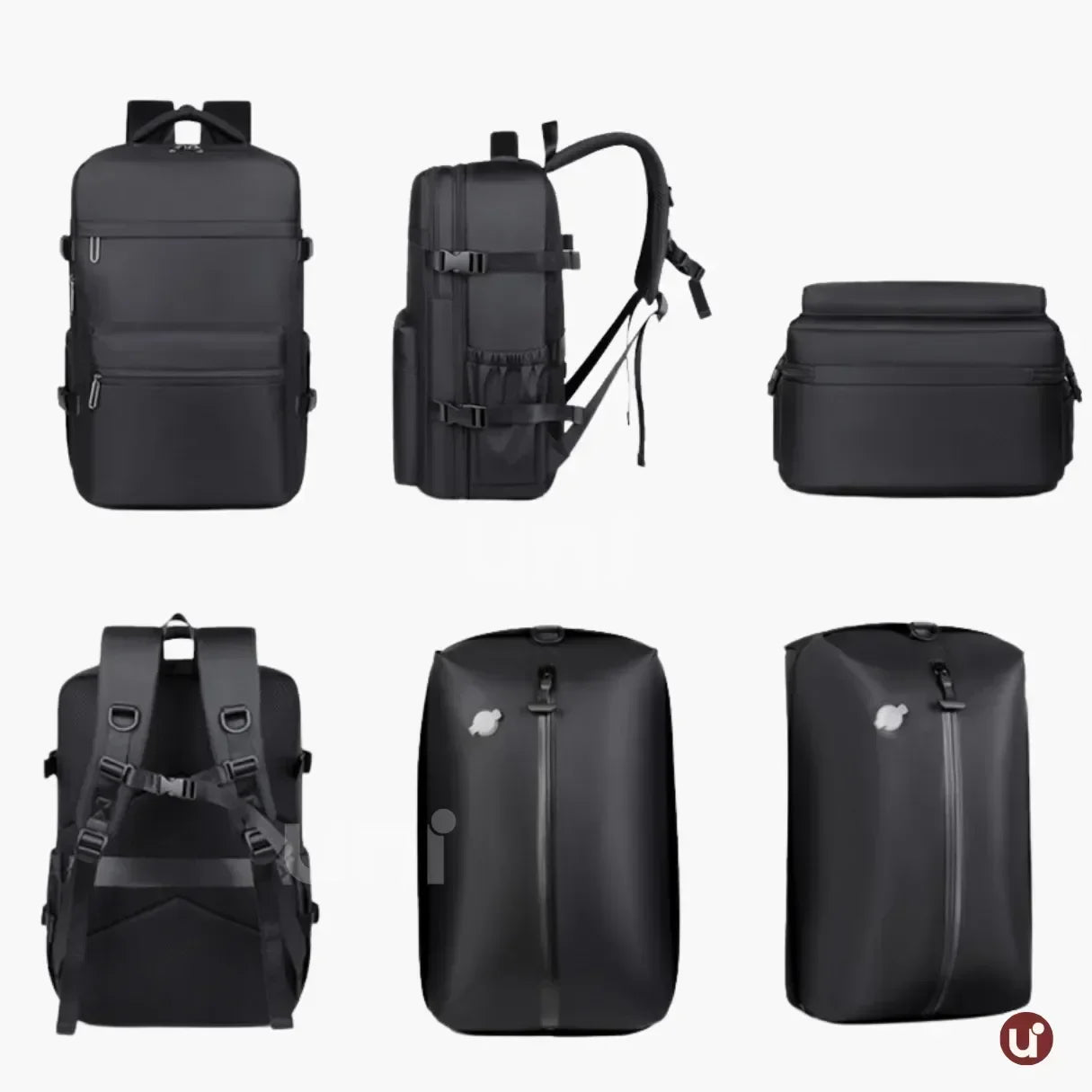Mochila de viagem feminina e masculina a vácuo Nova BellaJourney em nylon premium, com design moderno e tamanho exato para não pagar taxa de bagagem de mão.