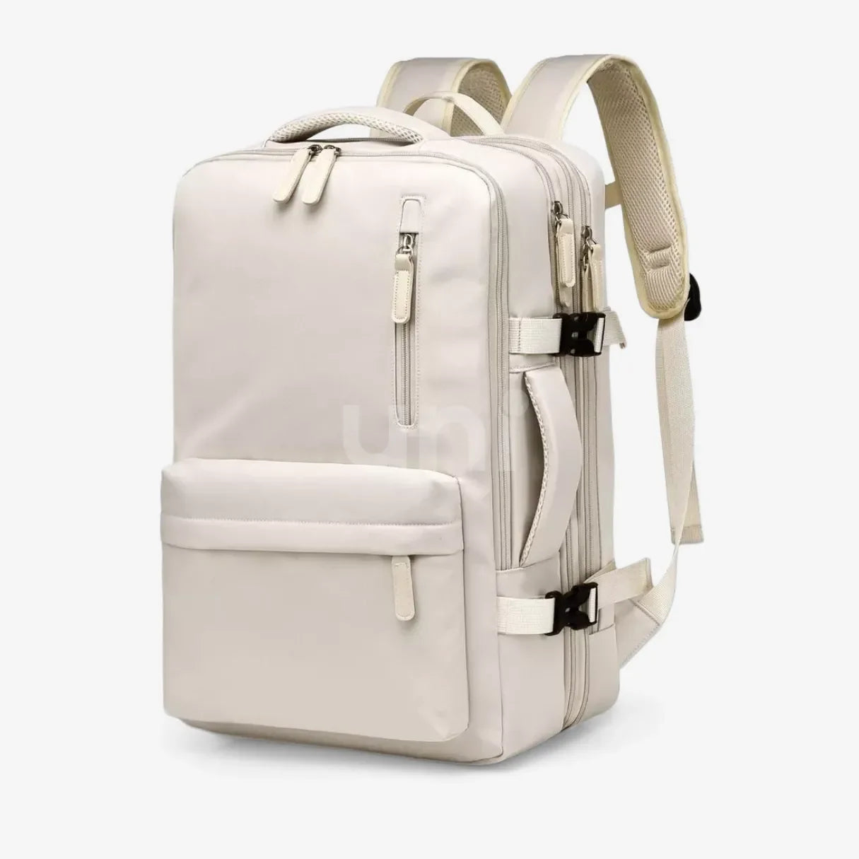 Mochila de viagem expansível feminina BellaJourney 2.0 em tecido Oxford impermeável, com design elegante e tamanho ideal para levar na cabine sem pagar taxa extra.