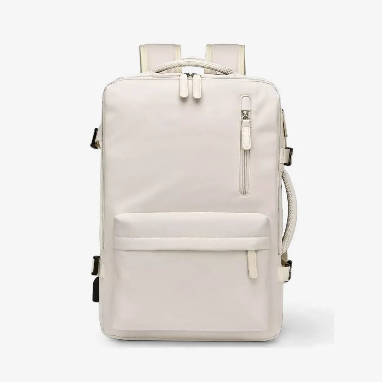 Mochila de viagem expansível feminina BellaJourney 2.0 em tecido Oxford impermeável, com design elegante e tamanho ideal para levar na cabine sem pagar taxa extra.