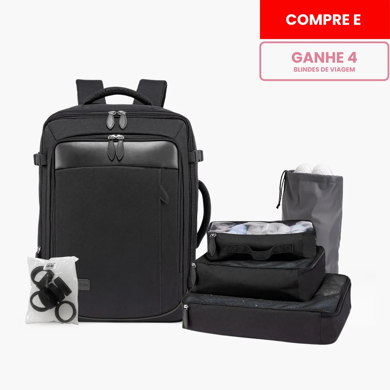 Mochila de viagem NovaTech expansível até 40 litros, com design vintage contemporâneo, ideal para levar na cabine do avião como item pessoal sem pagar taxas.