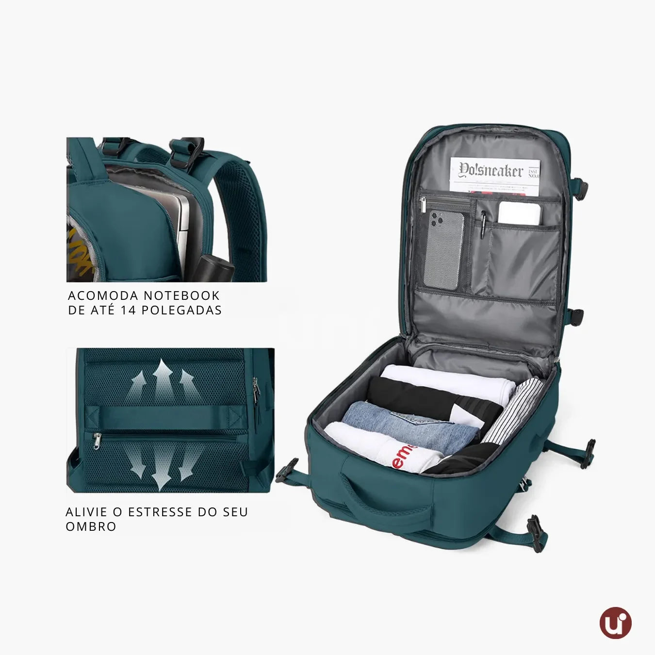 Mochila Expansiva 12 compartimentos - 29L Impermeável BellaJourney™ - uniescolhas