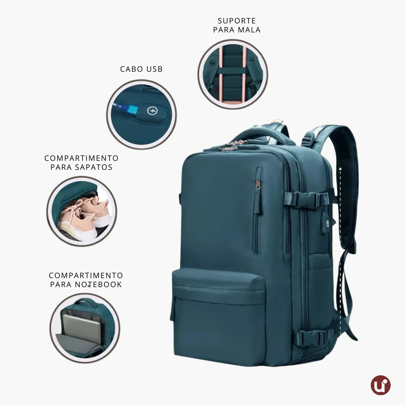Mochila Expansiva 12 compartimentos - 29L Impermeável BellaJourney™ - uniescolhas