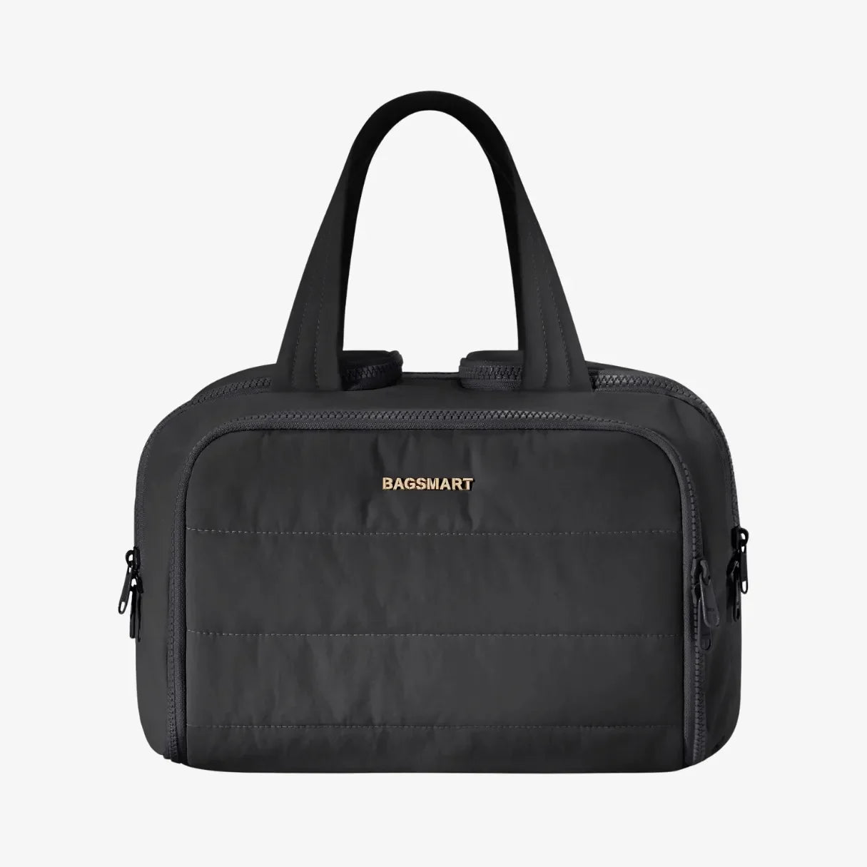 Nécessaire feminina grande CrushBag em tecido impermeável semibrilhante, com design elegante inspirado em nuvens, ideal para organizar itens de viagem com sofisticação.