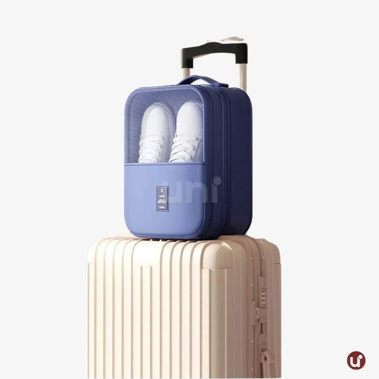 Organizador de sapatos de viagem impermeável da UniEscolhas, com design elegante em tecido Oxford premium, ideal para proteger calçados dentro da mala.