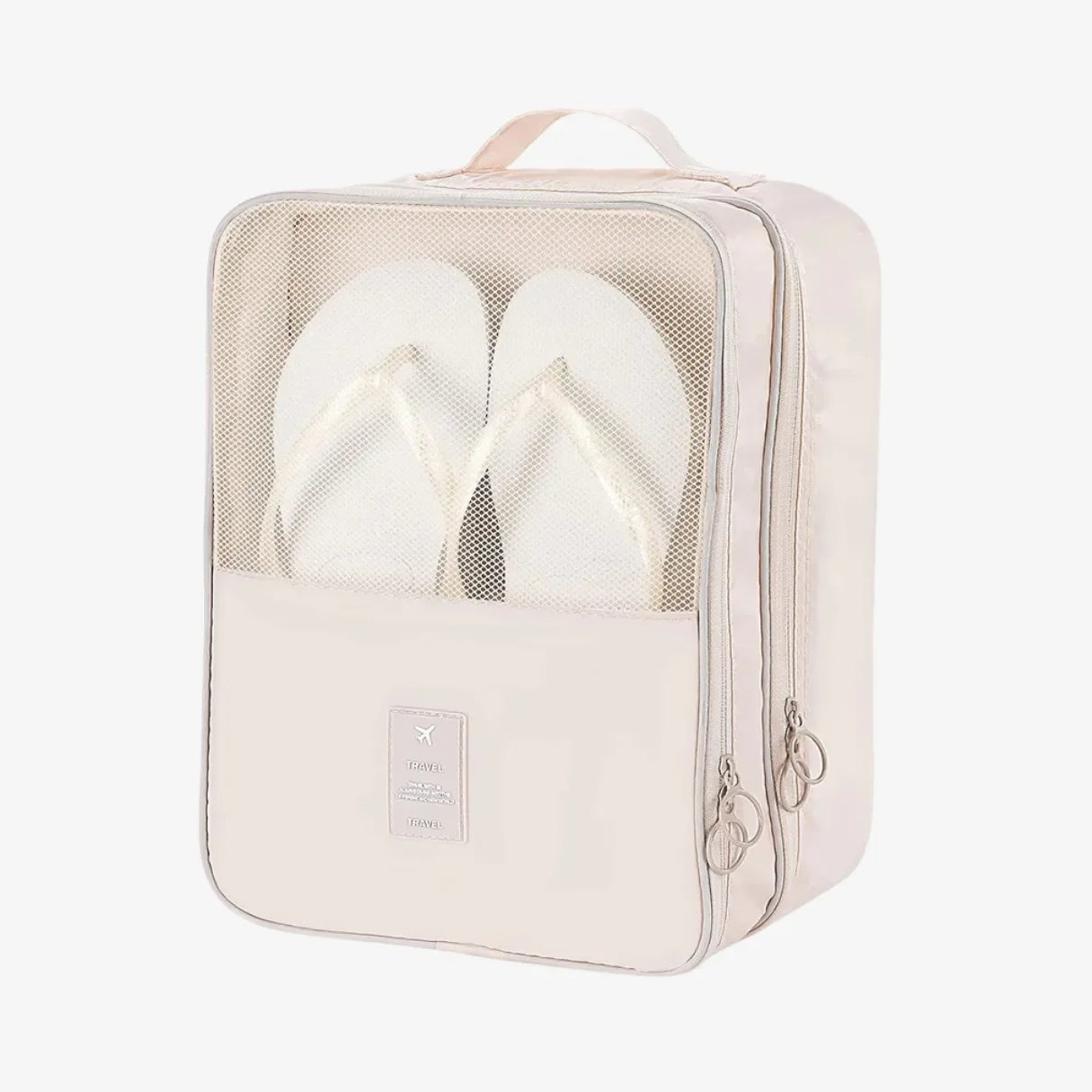 Organizador de sapatos de viagem impermeável da UniEscolhas, com design elegante em tecido Oxford premium, ideal para proteger calçados dentro da mala.